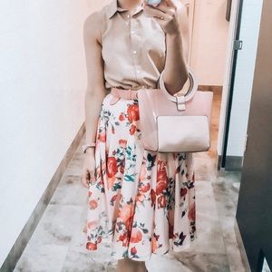 ModCloth Pink Floral Midi Skirt